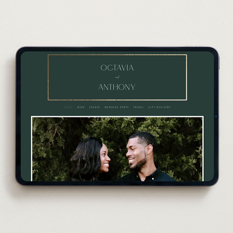 "Regal" - Wedding Website in Evergreen by Nicole Walsh - Desktop Design