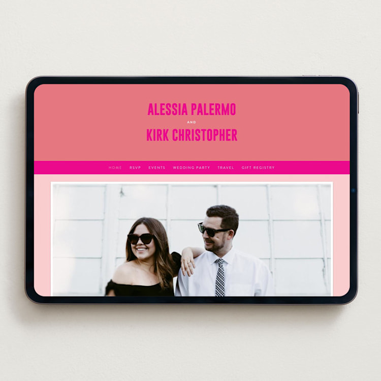 "Pop Romance" - Wedding Website in Fruit Punch by Ashley DeMeyere - Desktop Design
