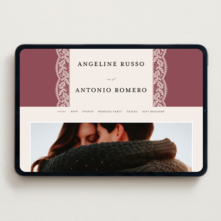 "Chantilly" - Wedding Website in Mauve by Erica Krystek - Desktop Design
