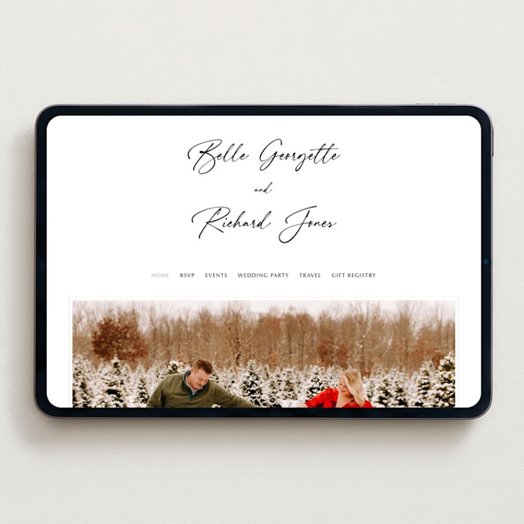 "Belle Romance" - Wedding Website in Onyx by Katherine Moynagh - Desktop Design