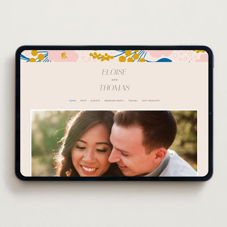 "Blossoms Abound" - Wedding Website in Cobalt by Genna Blackburn - Desktop Design