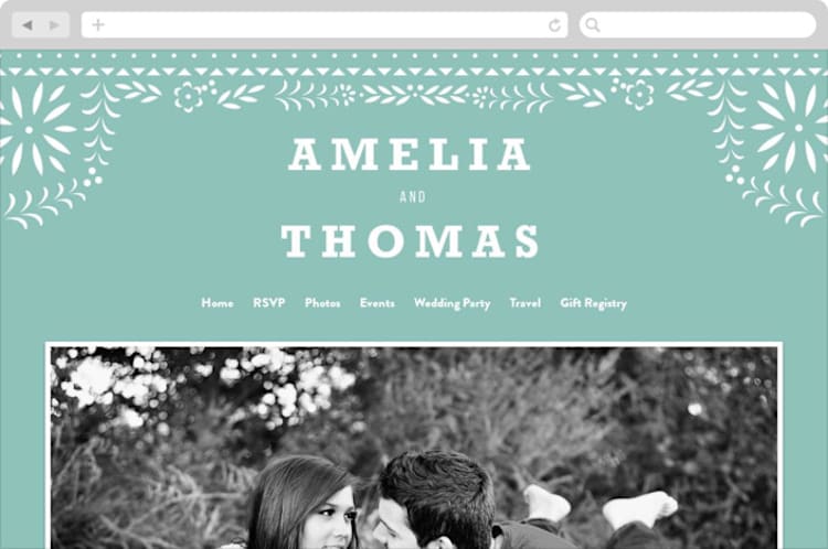 "Fiesta Folk Art" - Wedding Website in Lagoon by root beer float - Desktop Design