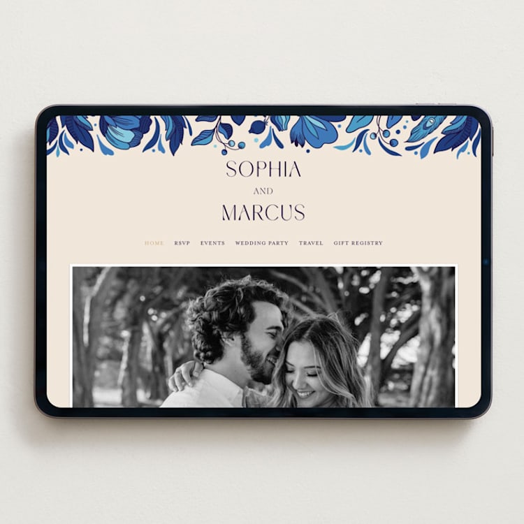 "Gilded" - Wedding Website in Cerulean by GeekInk Design - Desktop Design