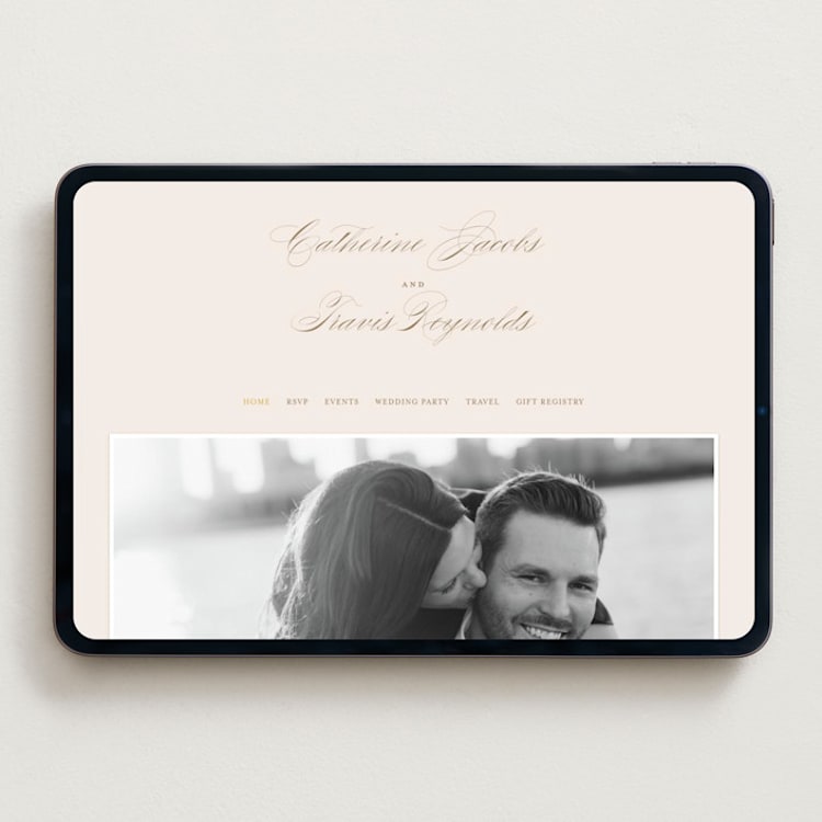 "Classically Elegant" - Wedding Website in Linen by Brandy Folse - Desktop Design