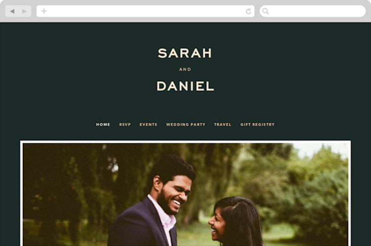 "Top to Bottom" - Wedding Website in Evergreen by Kindred Fields - Desktop Design