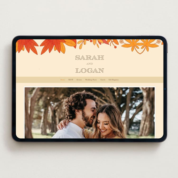 "Fall in Love" - Wedding Website in Autumn by Morgan Ramberg - Desktop Design