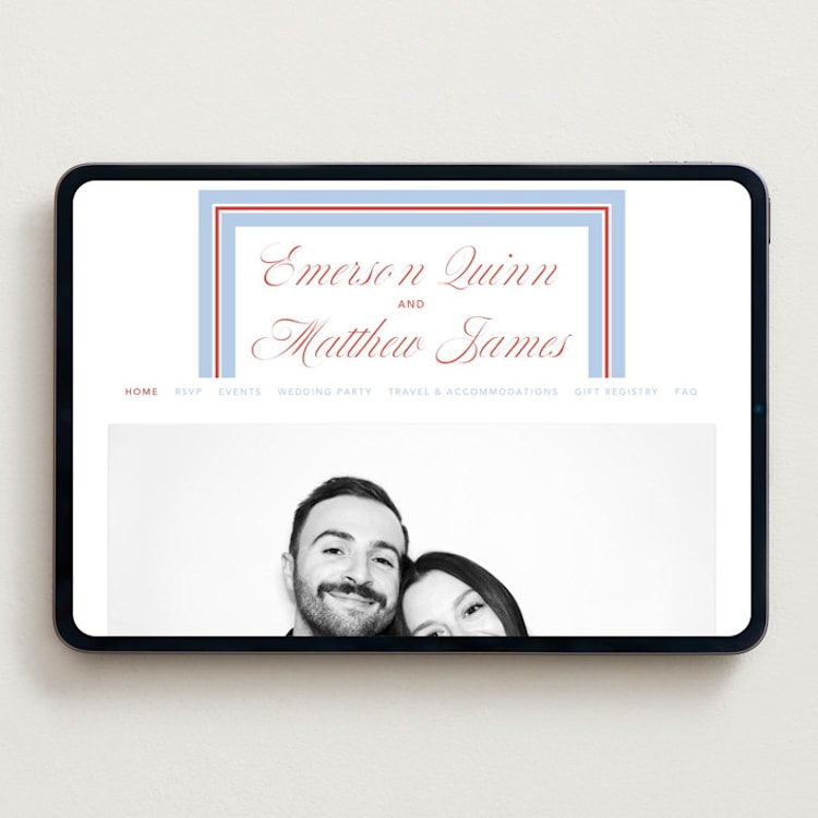"Charm" - Wedding Website in Strawberry by Kelly Watkins - Desktop Design