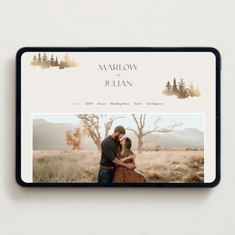 "Vista" - Wedding Website in Fallen Snow by Robin Ott - Desktop Design