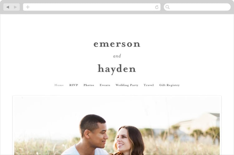 "Brushed Love" - Wedding Website in Night Navy by Lisa Guerrero - Desktop Design