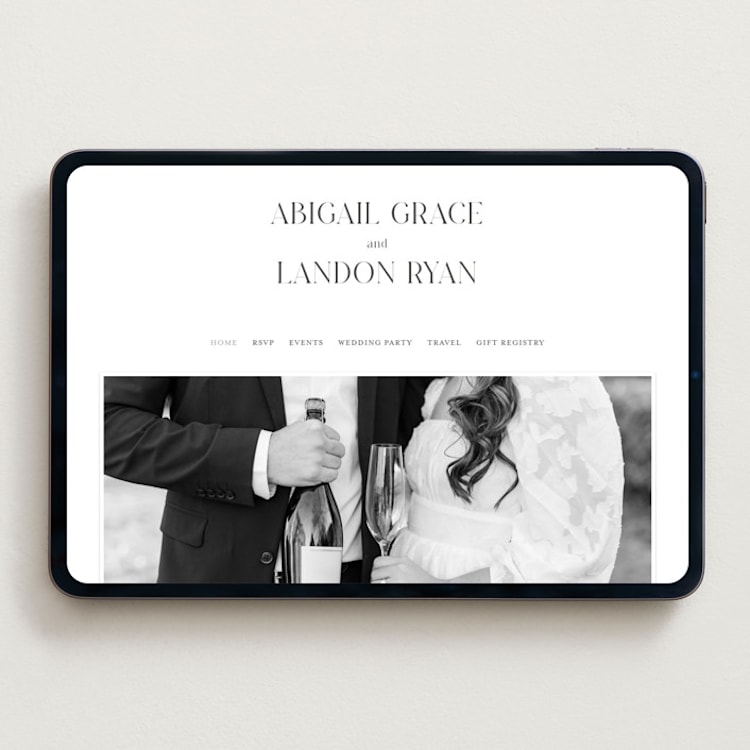 "Tallest" - Wedding Website in Soft Black by Pixel and Hank - Desktop Design