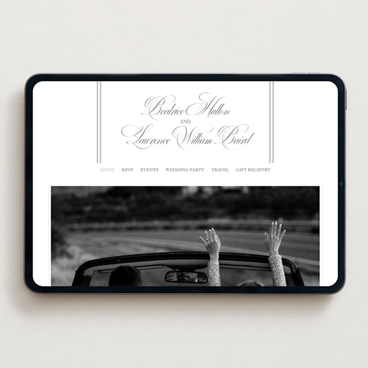 "Bradford" - Wedding Website in Pewter by Megan Davis - Desktop Design