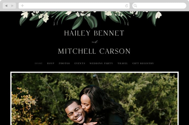 "Meander" - Wedding Website in Obsidian by Kaydi Bishop - Desktop Design