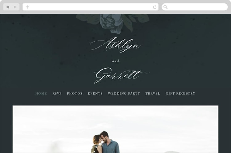 "Peaceful Garden" - Wedding Website in Deep Sea by Jill Means - Desktop Design