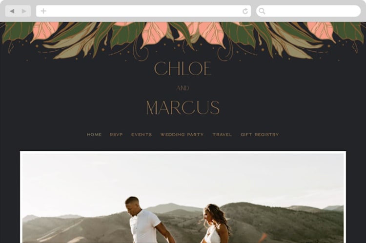 "Elegant Leaves" - Wedding Website in Slate by GeekInk Design - Desktop Design