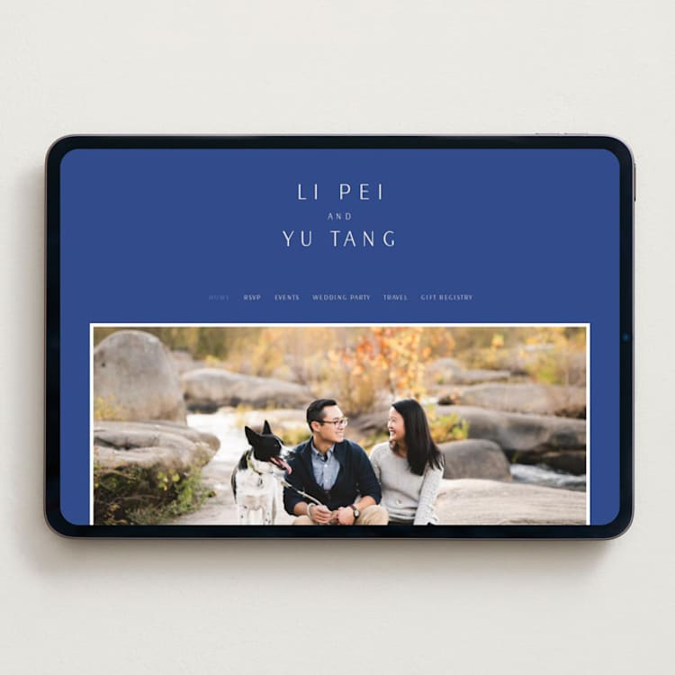 "two toned" - Wedding Website in Marseille Bleu by Deborah Chou - Desktop Design