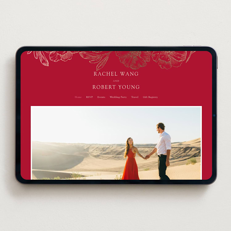 "Double Peony" - Wedding Website in Ruby by Janean Hinger - Desktop Design
