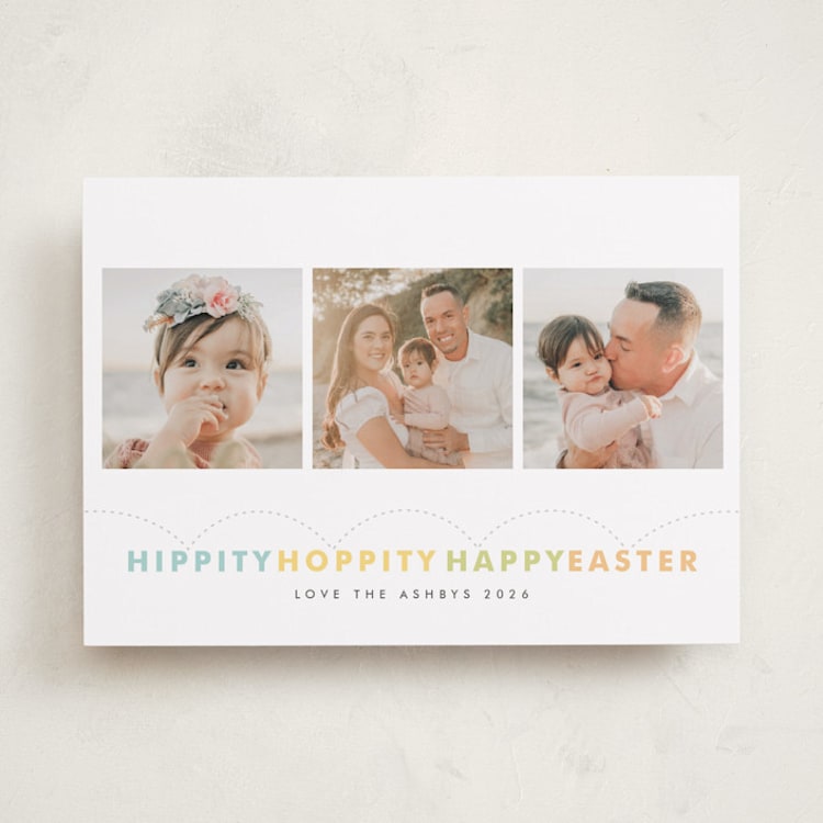 "Hippity" - Easter Photo Cards in Lemon by Jennifer Wick - Front