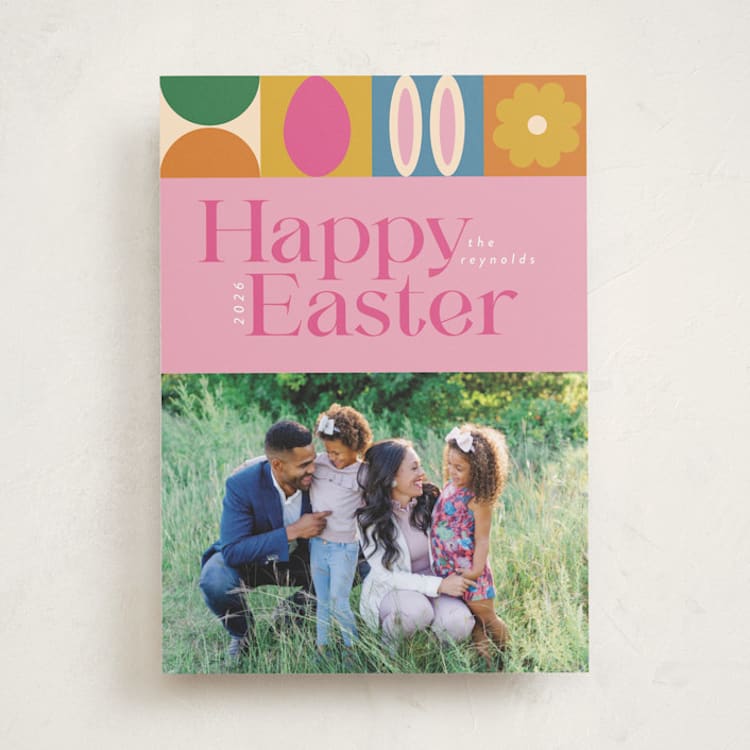 "Mod Easter" - Easter Photo Cards in Bubblegum by Morgan Kendall - Front