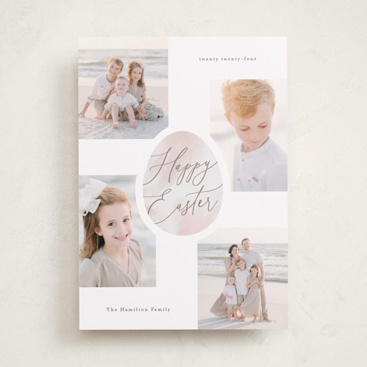 "Pastel Egg" - Easter Photo Cards in Pastel Pink by Hooray Creative - Front