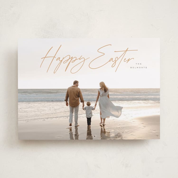 "Casual Script" - Easter Photo Cards in Yellow Ochre by Hooray Creative - Front
