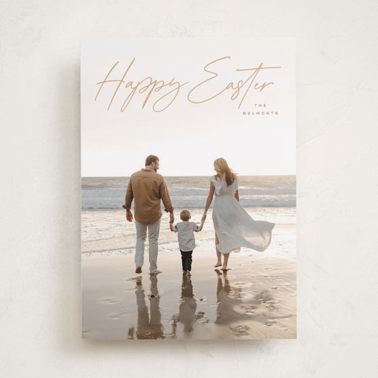 "Casual Script" - Easter Photo Cards in Yellow Ochre by Hooray Creative - Front