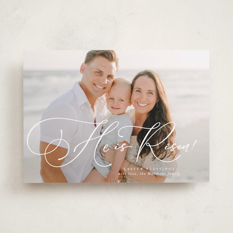 "Truly He is Risen" - Easter Photo Cards in Lily by Lea Delaveris - Front