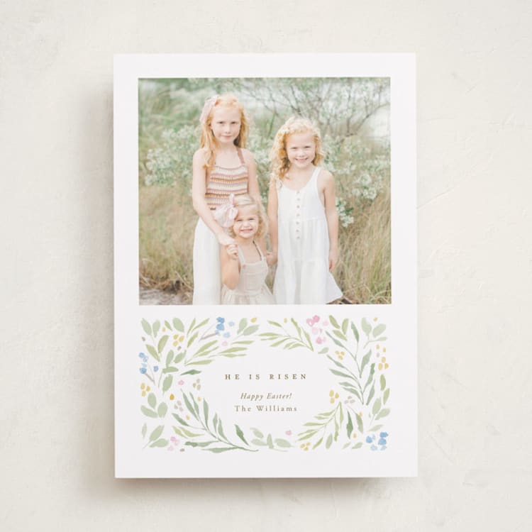 "Risen" - Easter Photo Cards in Linen by Robert and Stella - Front