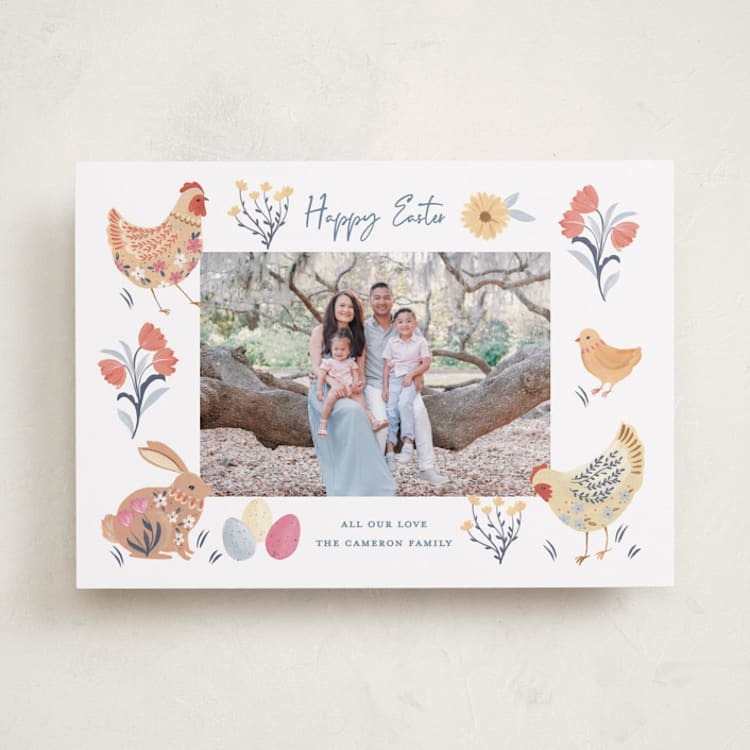 "Blossom Farm" - Easter Photo Cards in Speckled Eggs by Sarah Knight - Front