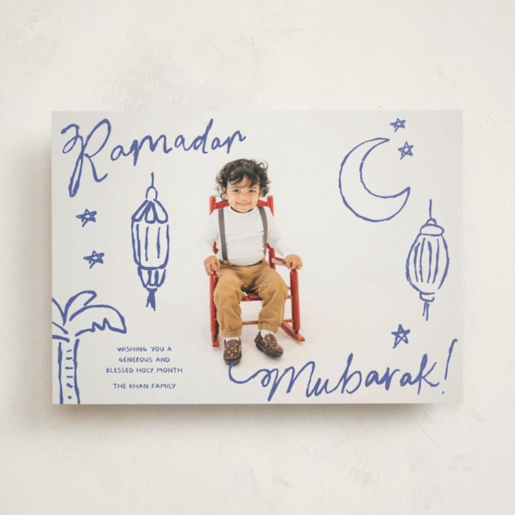 "Doodle Eid" - Eid Cards in Sapphire by Inkblot Design - Front