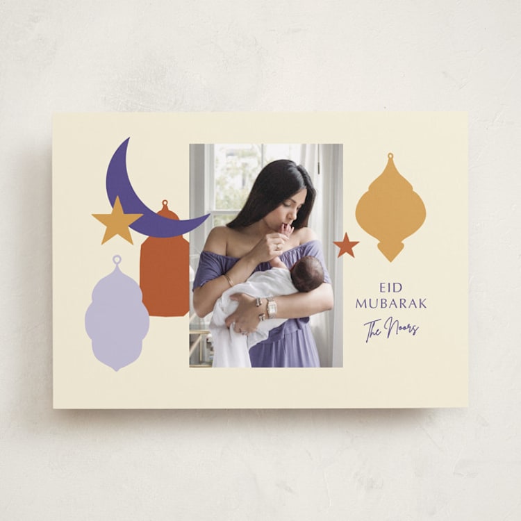 "Festive Shapes" - Eid Cards in Periwinkle by Inkblot Design - Front
