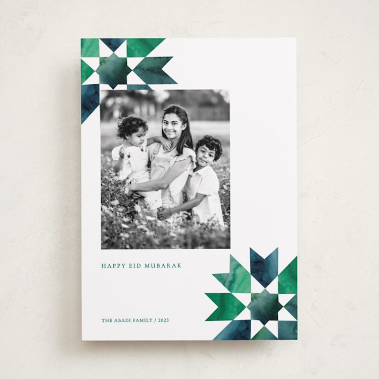 "geometrical stars" - Eid Cards in Aquamarine by Sumak Studio - Front