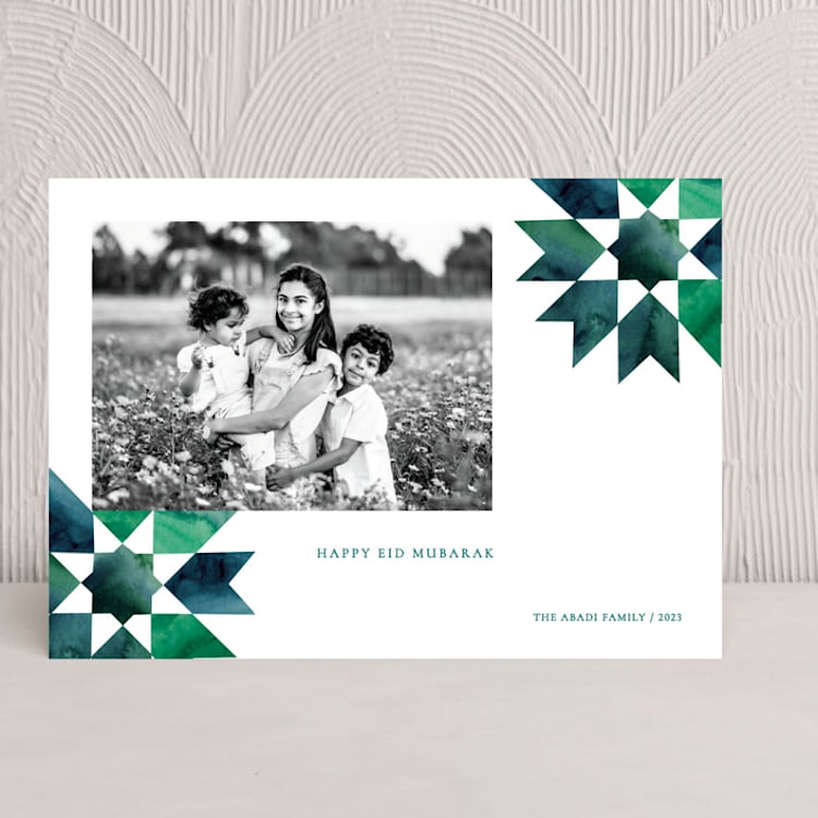 "geometrical stars" - Eid Cards in Aquamarine by Sumak Studio - Front