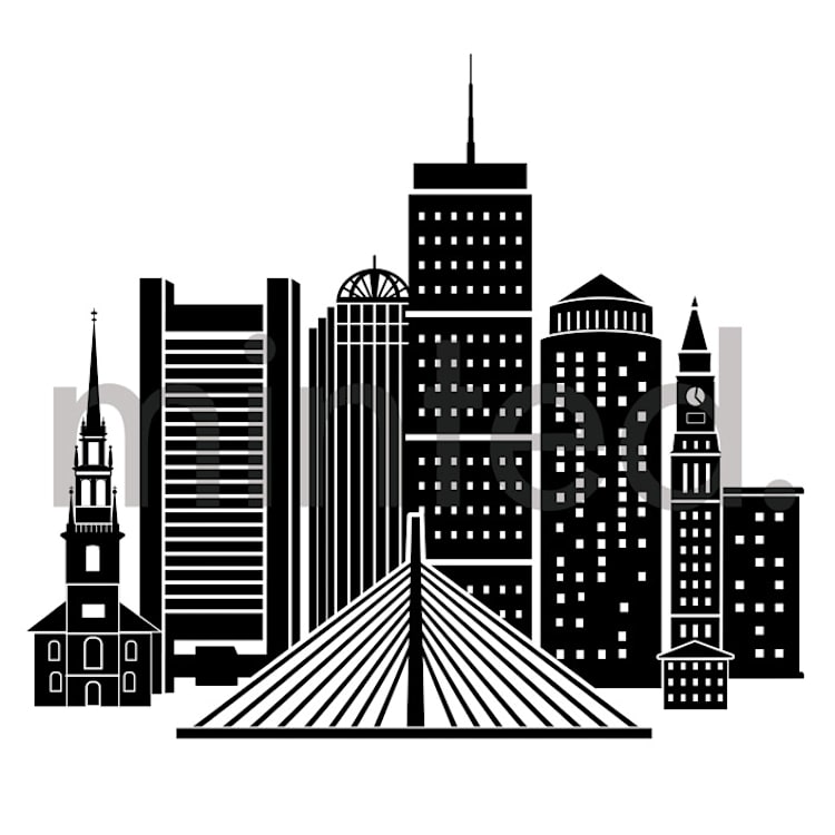 "Boston Skyline" - Design Element in Ink by Hooray Creative - Front