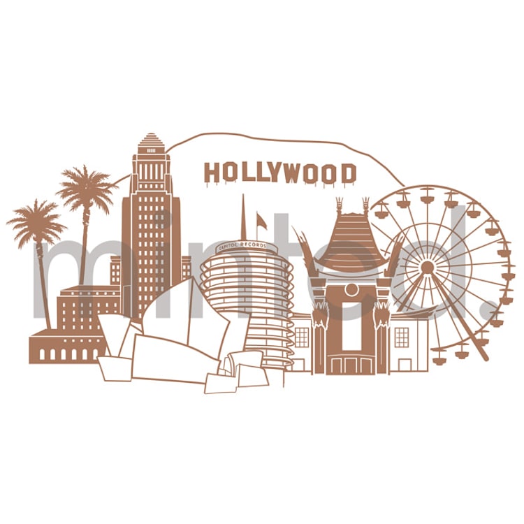 "Los Angeles Skyline" - Design Element in Chestnut by Hooray Creative - Front