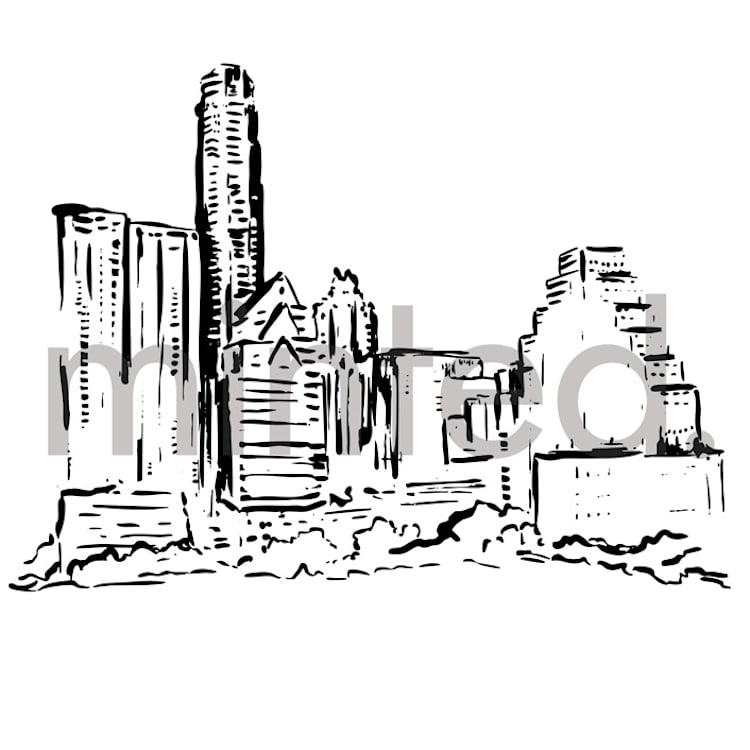 "New York Skyline" - Design Element in white by Melinda Denison - Front