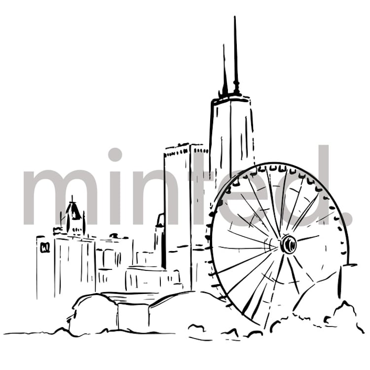 "New York Skyline" - Design Element in white by Melinda Denison - Front