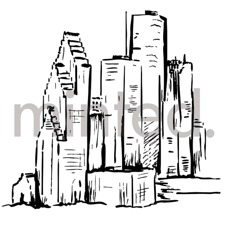 "New York Skyline" - Design Element in white by Melinda Denison - Front