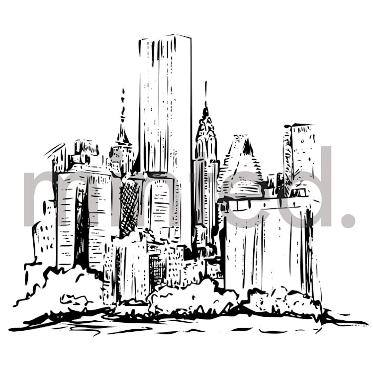"New York Skyline" - Design Element in white by Melinda Denison - Front