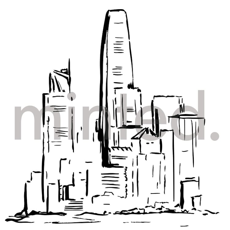 "New York Skyline" - Design Element in white by Melinda Denison - Front