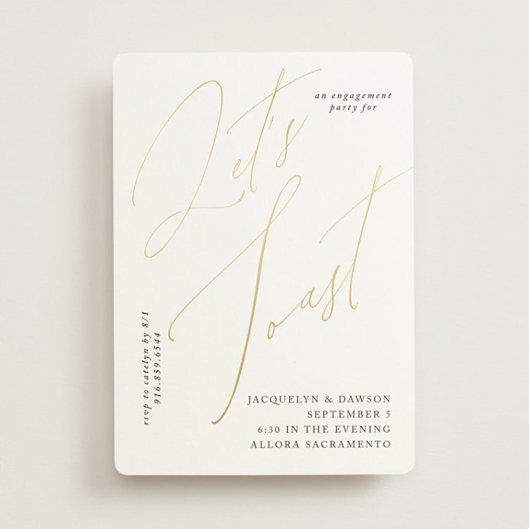 "Sparkled Toast" - Engagement Party Invitations in Cottonwood by Christie Garcia - Front