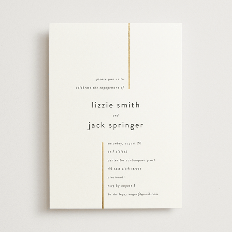 "Side by Side" - Engagement Party Invitations in Pearl by Kim Dietrich Elam - Front