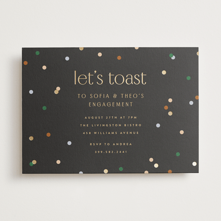 "let's toast" - Engagement Party Invitations in Midnight by Ellen Schlegelmilch - Front