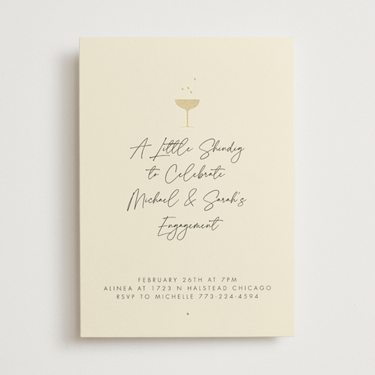 "A Little Shindig" - Engagement Party Invitations in Champagne by mo kelley - Front