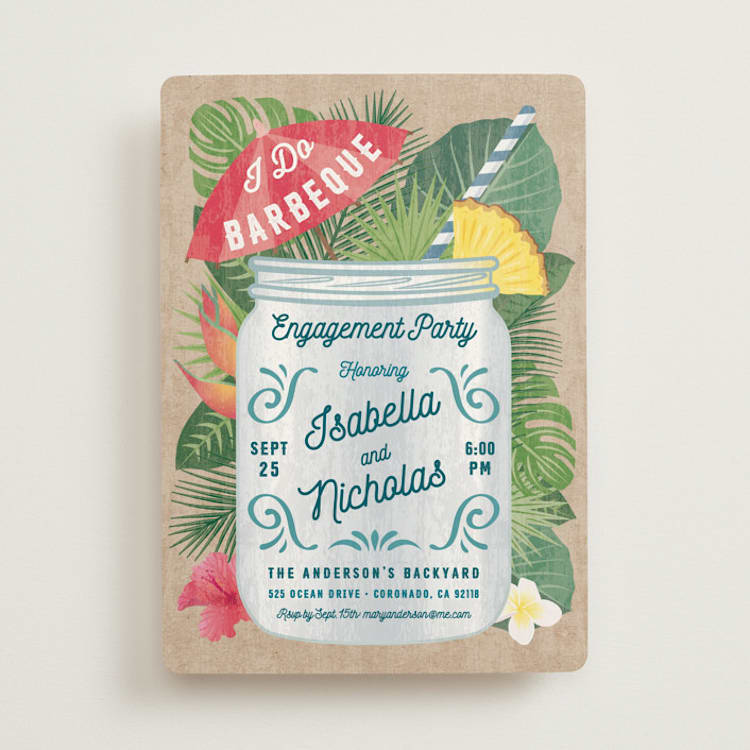 "Tropical Celebration" - Engagement Party Invitations in Kraft by Paper Sun Studio - Front