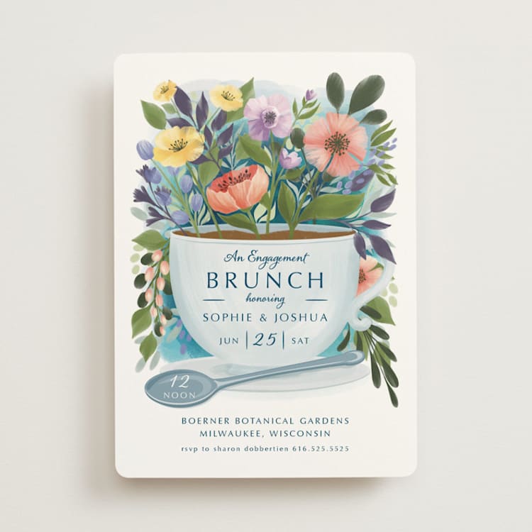 "Fresh Floral Brunch" - Engagement Party Invitations in Bouquet by Paper Sun Studio - Front