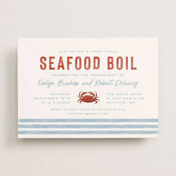 "Two If By Sea" - Engagement Party Invitations in Wave by Olivia Raufman - Front