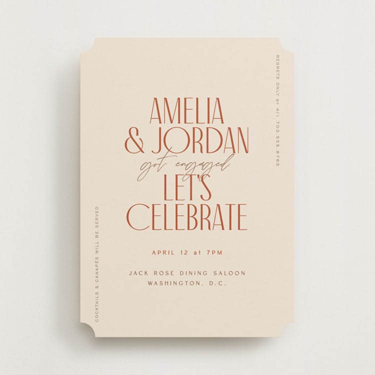 "Bright" - Engagement Party Invitations in Sparrow by Owl and Toad - Front