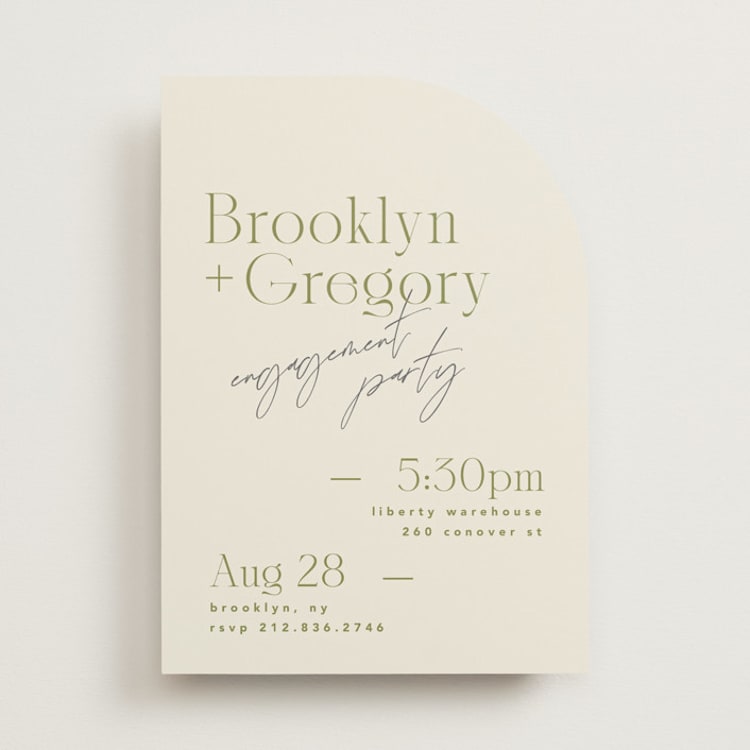 "Brooklyn" - Engagement Party Invitations in Olive by Kristie Kern - Front