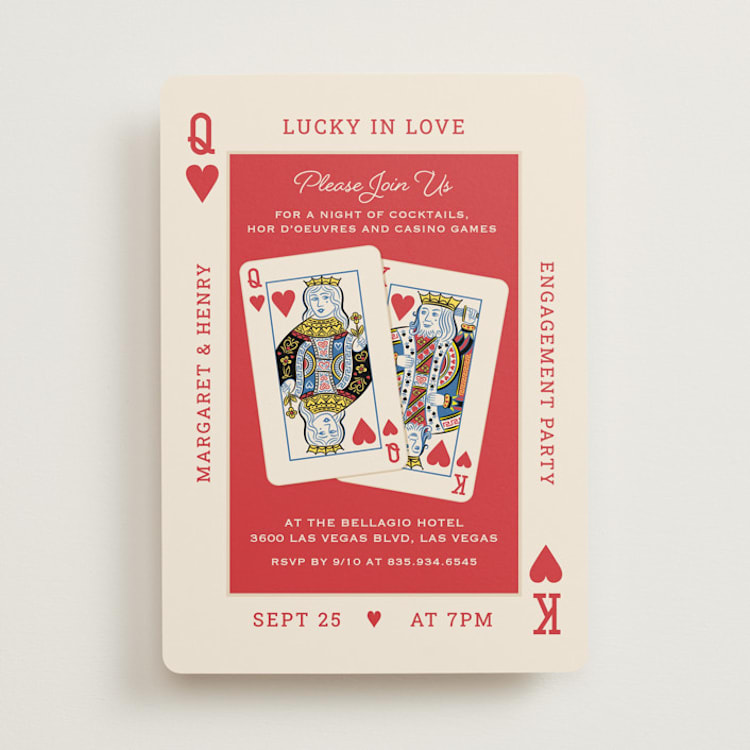 "Lucky in Love" - Engagement Party Invitations in Hearts by Paper Sun Studio - Front