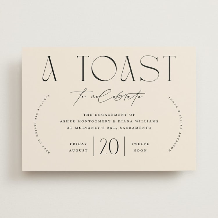 "A Toast" - Engagement Party Invitations in Dune by Christie Garcia - Front